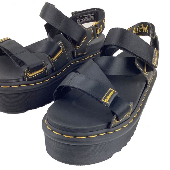 Dr Martens Kimber Hydro Leather Platform Sandal Black - Picture 7 of 11